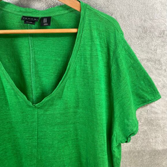 Tahari 100% Linen Tee Womens 1X Plus Size Lightweight Gauzy Beachy - Picture 5 of 12